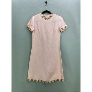 Vintage Bleeker Street Womens Pink Floral Lace Sheath Mini Dress Size Medium